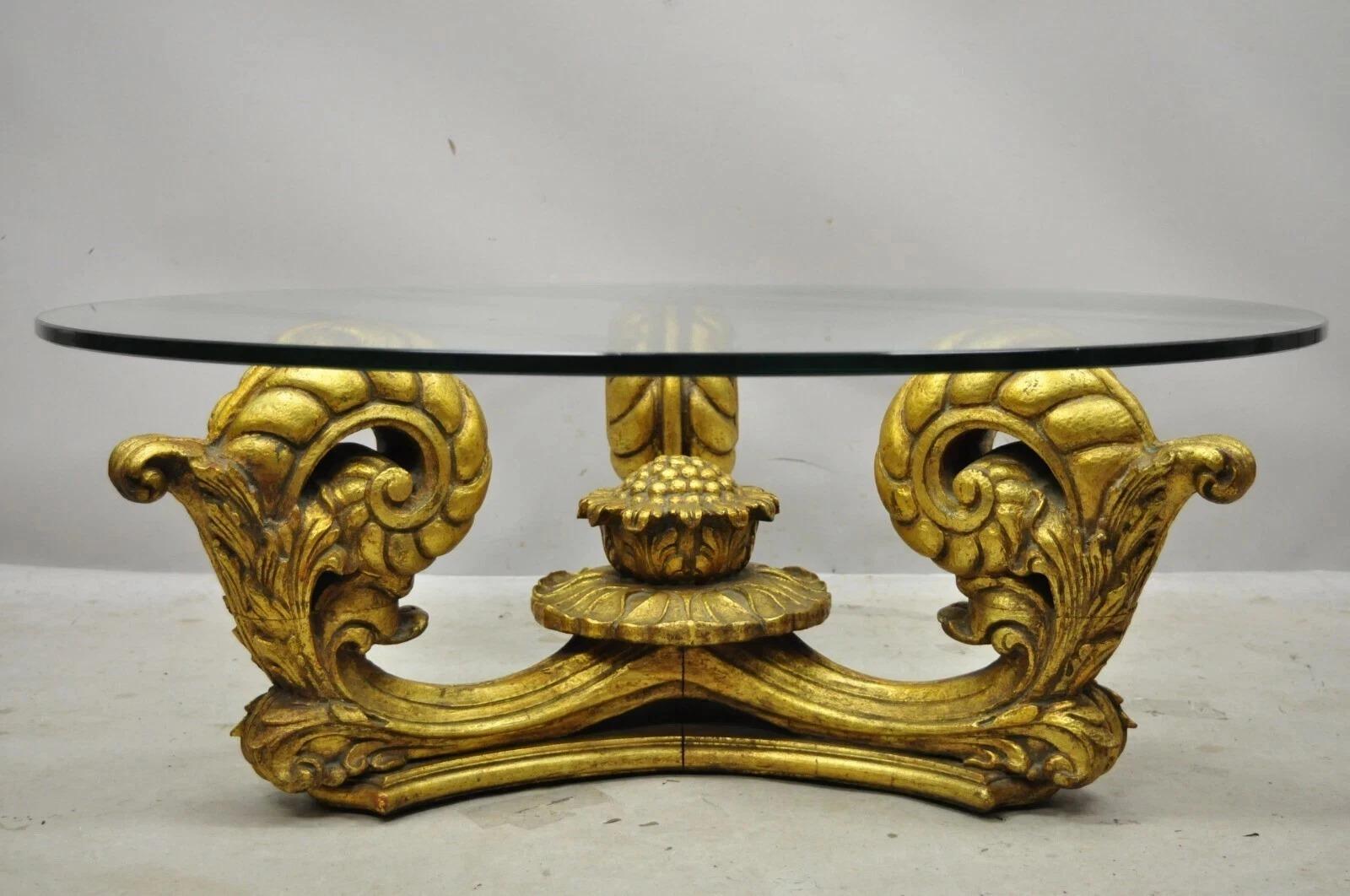 Table basse en bois doré Francisco Hurtado Italian Spanish Hollywood Regency Gold Giltwood en vente 5