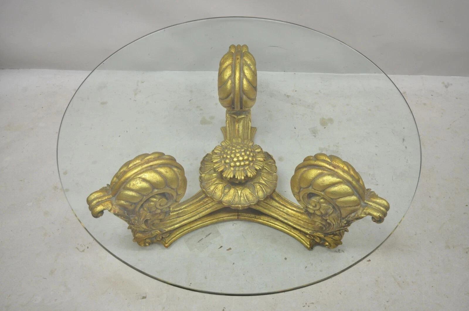 Table basse en bois doré Francisco Hurtado Italian Spanish Hollywood Regency Gold Giltwood en vente 1