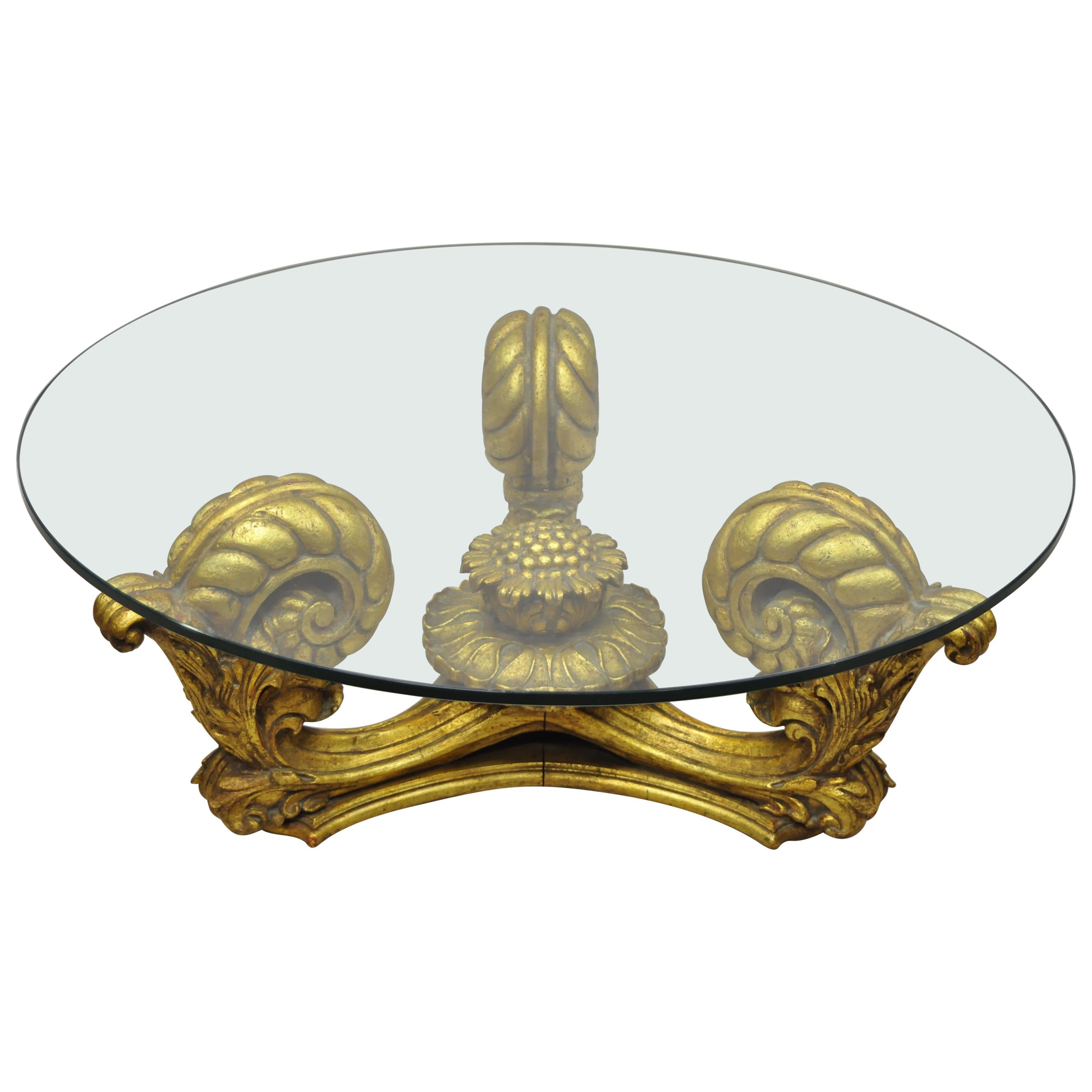 Francisco Hurtado Italian Spanish Hollywood Regency Gold Giltwood Coffee Table For Sale