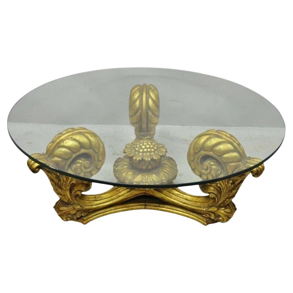 Table basse en bois doré Francisco Hurtado Italian Spanish Hollywood Regency Gold Giltwood