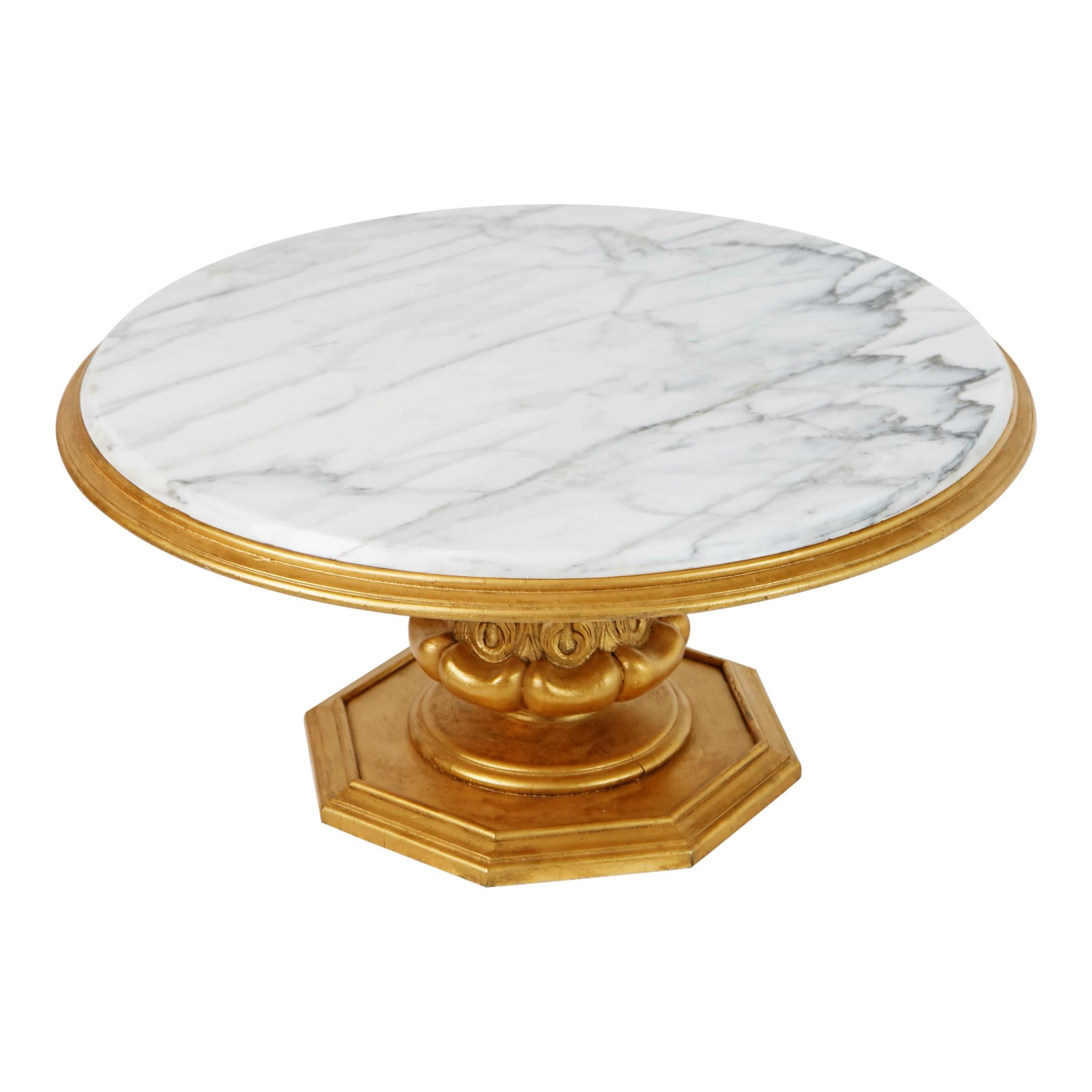 Regency Francisco Hurtado Marble and Giltwood Coffee Table, Spain, circa 1950