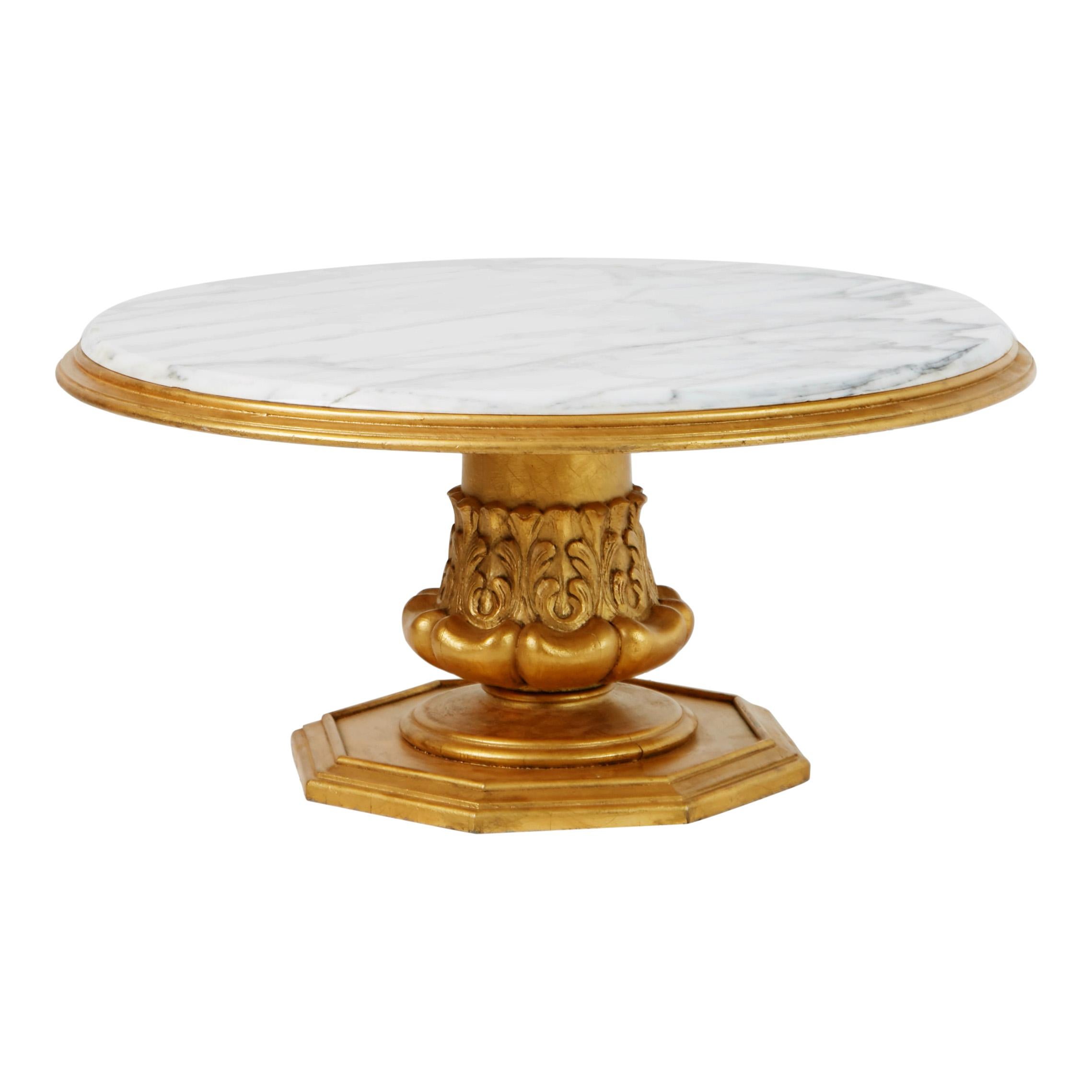 Spanish Francisco Hurtado Marble and Giltwood Coffee Table, Spain, circa 1950