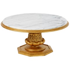 Francisco Hurtado Marble and Giltwood Coffee Table, Spain, circa 1950