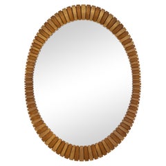 Francisco Hurtado-Style Bronze & Gold Oval Mirror, 1970s