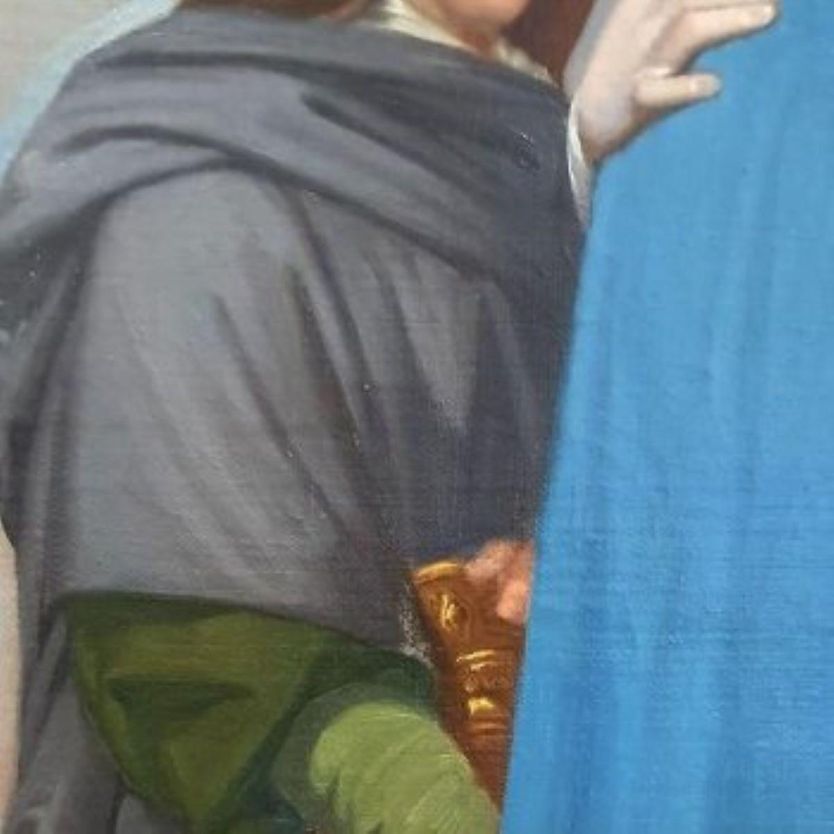 19th Century Spanish Religious Oil Painting – Virgin Mary with Two Saints For Sale 3