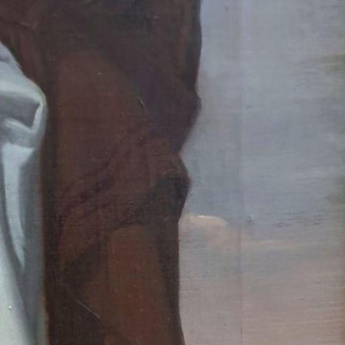 19th Century Spanish Religious Oil Painting – Virgin Mary with Two Saints For Sale 4