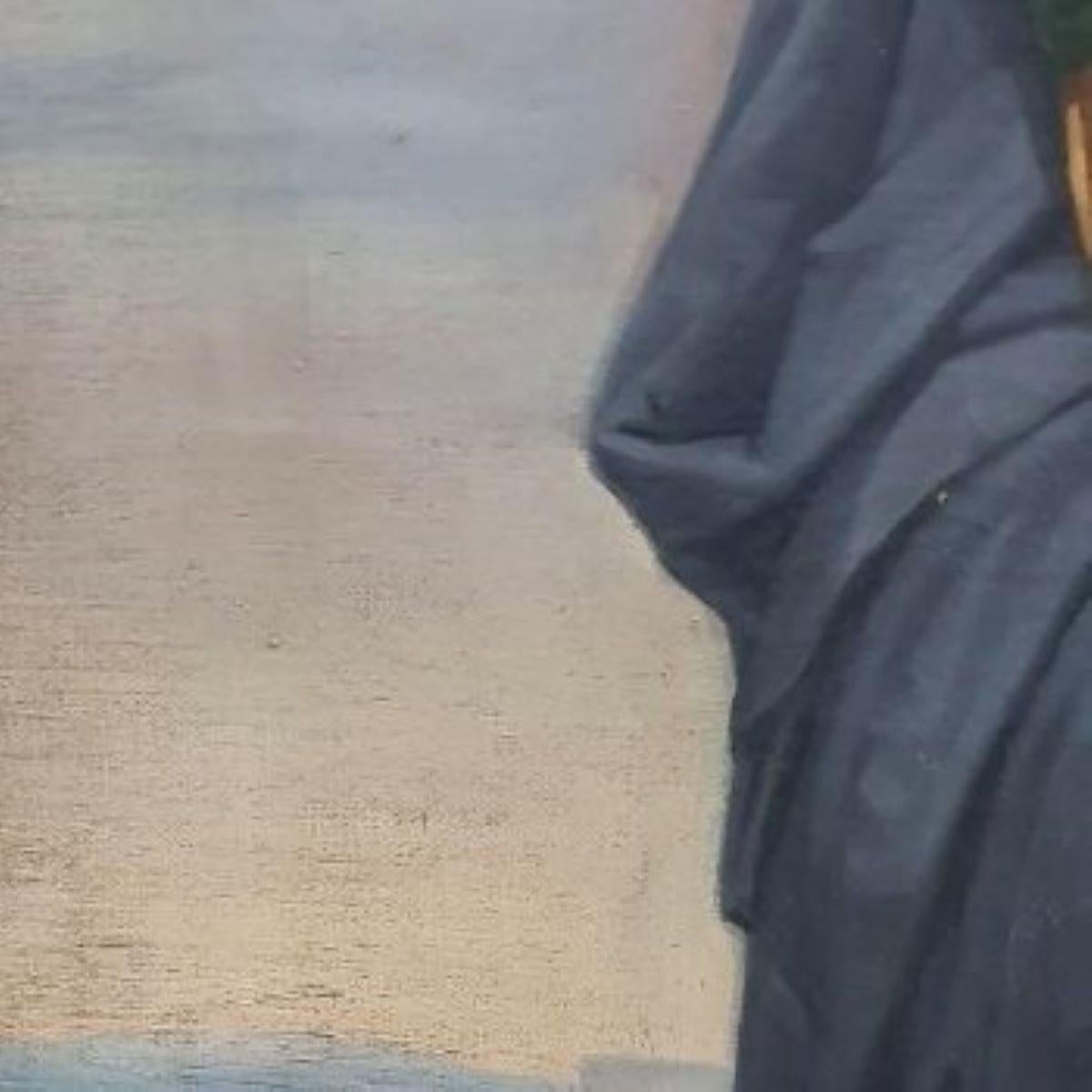 19th Century Spanish Religious Oil Painting – Virgin Mary with Two Saints For Sale 5