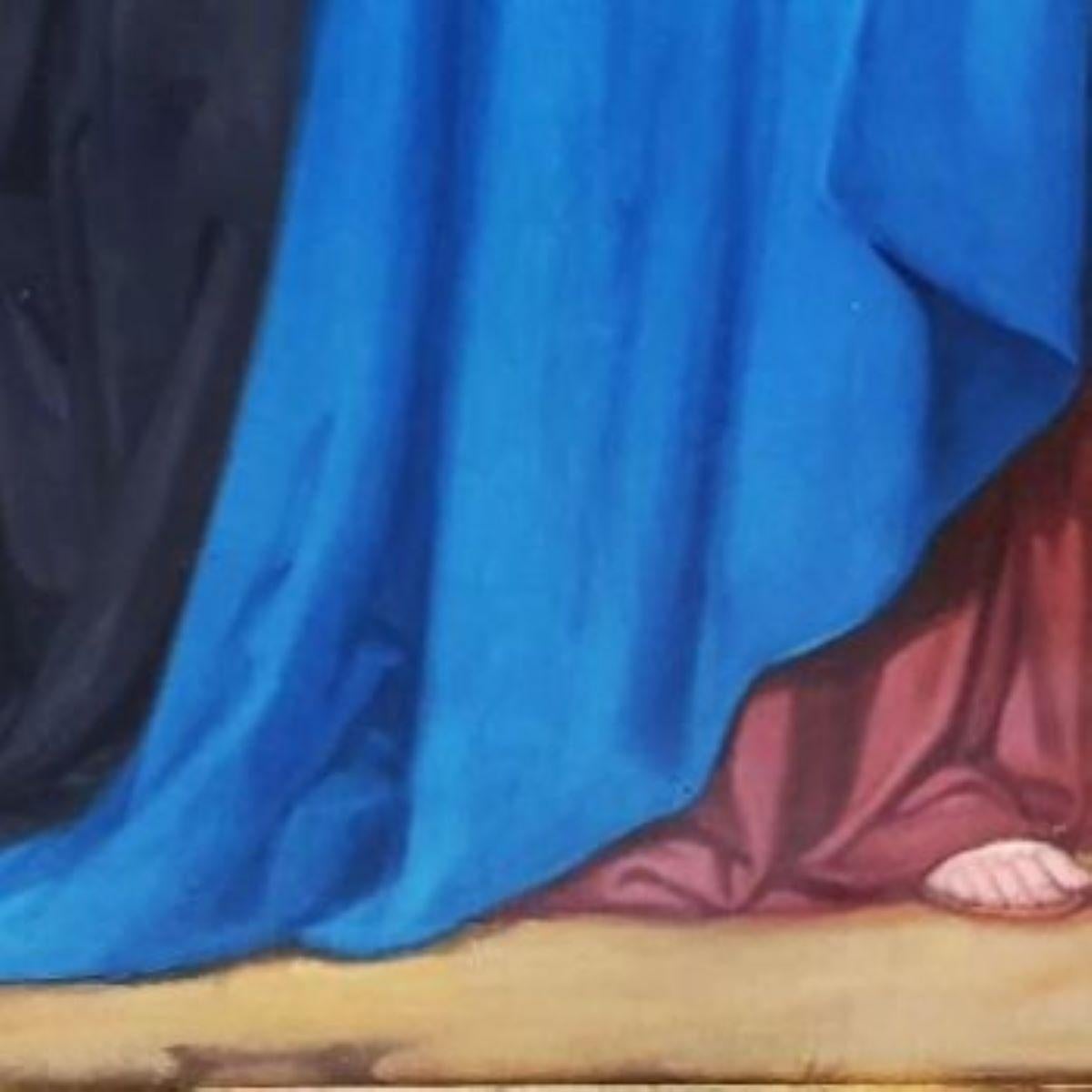 19th Century Spanish Religious Oil Painting – Virgin Mary with Two Saints For Sale 6