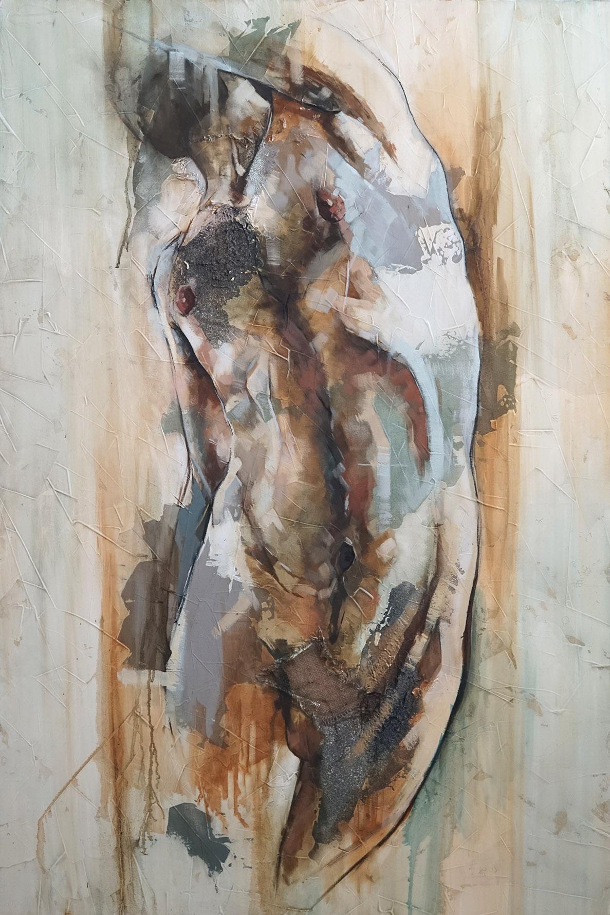 Ademán by F. Jimenez Contemporary Mixed Media, Abstract Nude Figurative painting