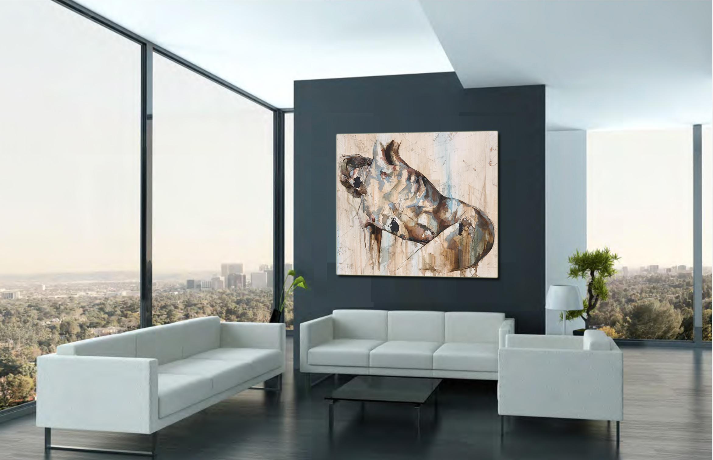 Breathe by Francisco Jimenez - Textured, Abstract Male Nude Figurative Painting 1