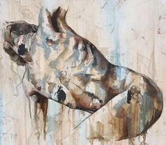 Breathe by Francisco Jimenez - Textured, Abstract Male Nude Figurative Painting