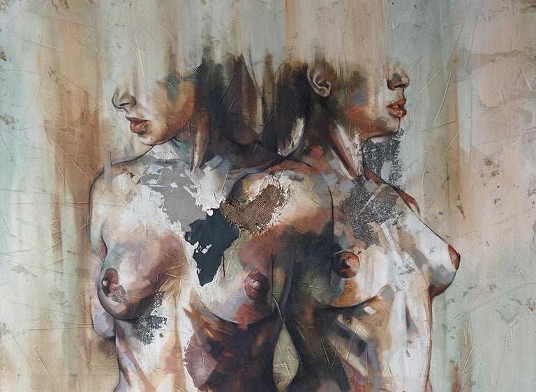 
Francisco Jose Jimenez paints abstracted nude paintings using a range of materials, such as fabric, concrete, pieces of plastic etc.
His portraits tell stories of individual beauty, in contrast to today's perfect portrayal of naked women in the