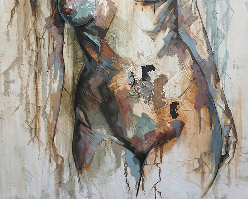 Fragile by F. Jimenez - Contemporary, Abstract Female Nude Figurative Painting 1