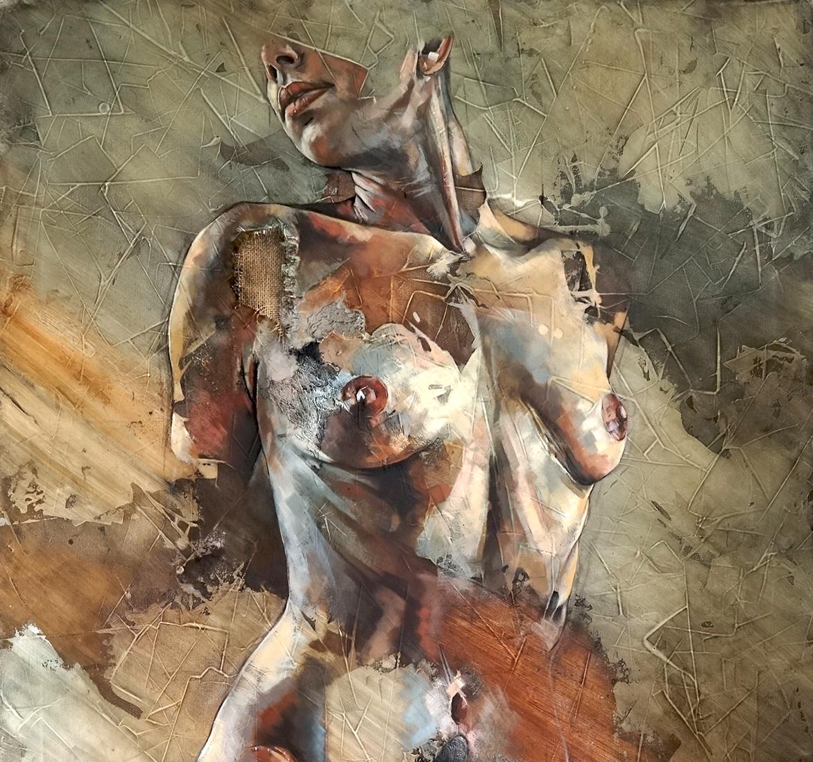 Ineffable by Francisco Jimenez - Contemporary  Abstract Figurative painting - Brown Nude Painting by Francisco Jose Jimenez