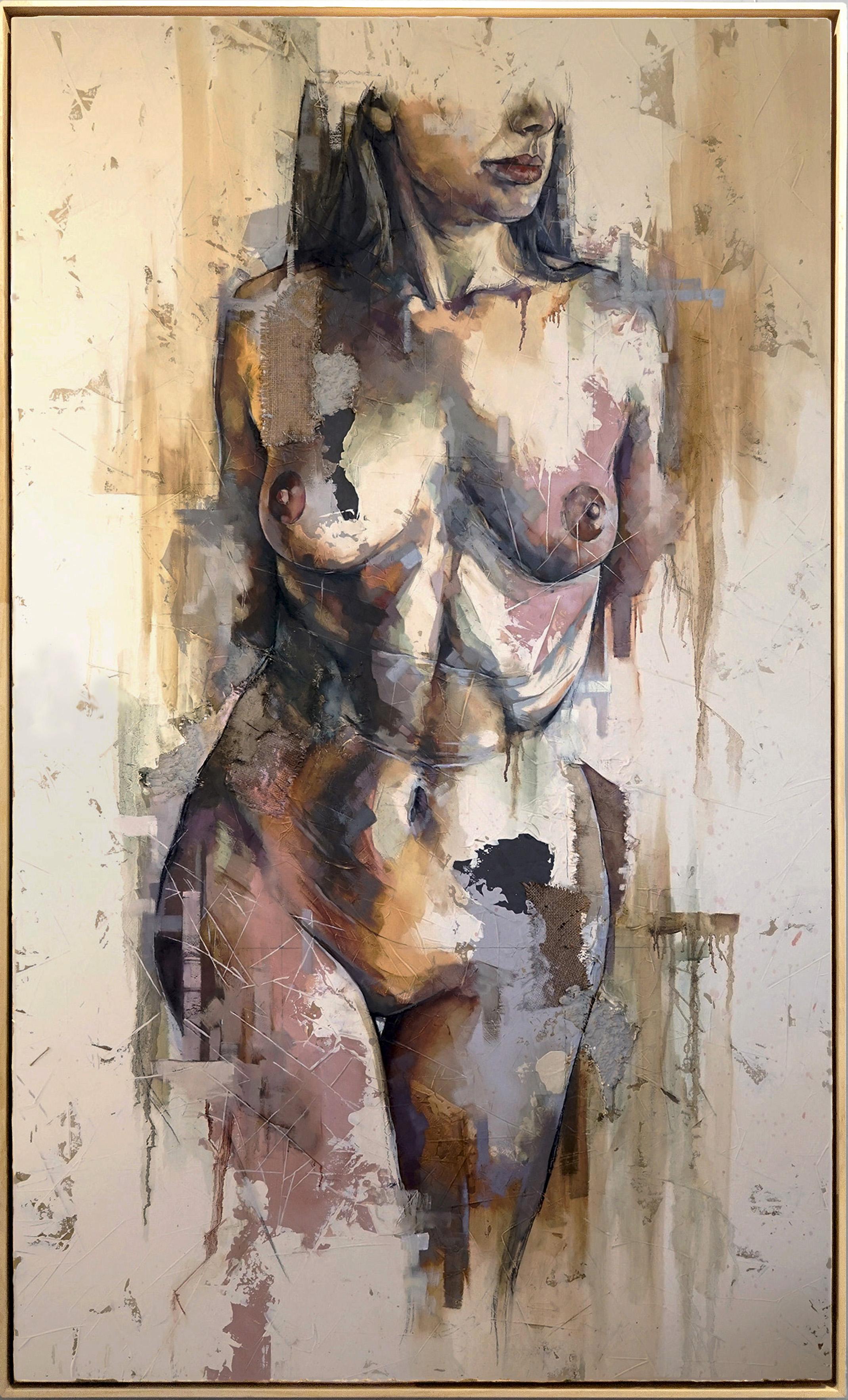 Meraki by F. Jimenez Contemporary Mixed Media, Abstract Nude Figurative painting