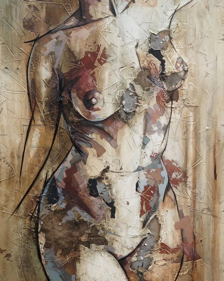 Shape by Francisco Jimenez - Contemporary Abstract Nude Figurative Painting For Sale 5