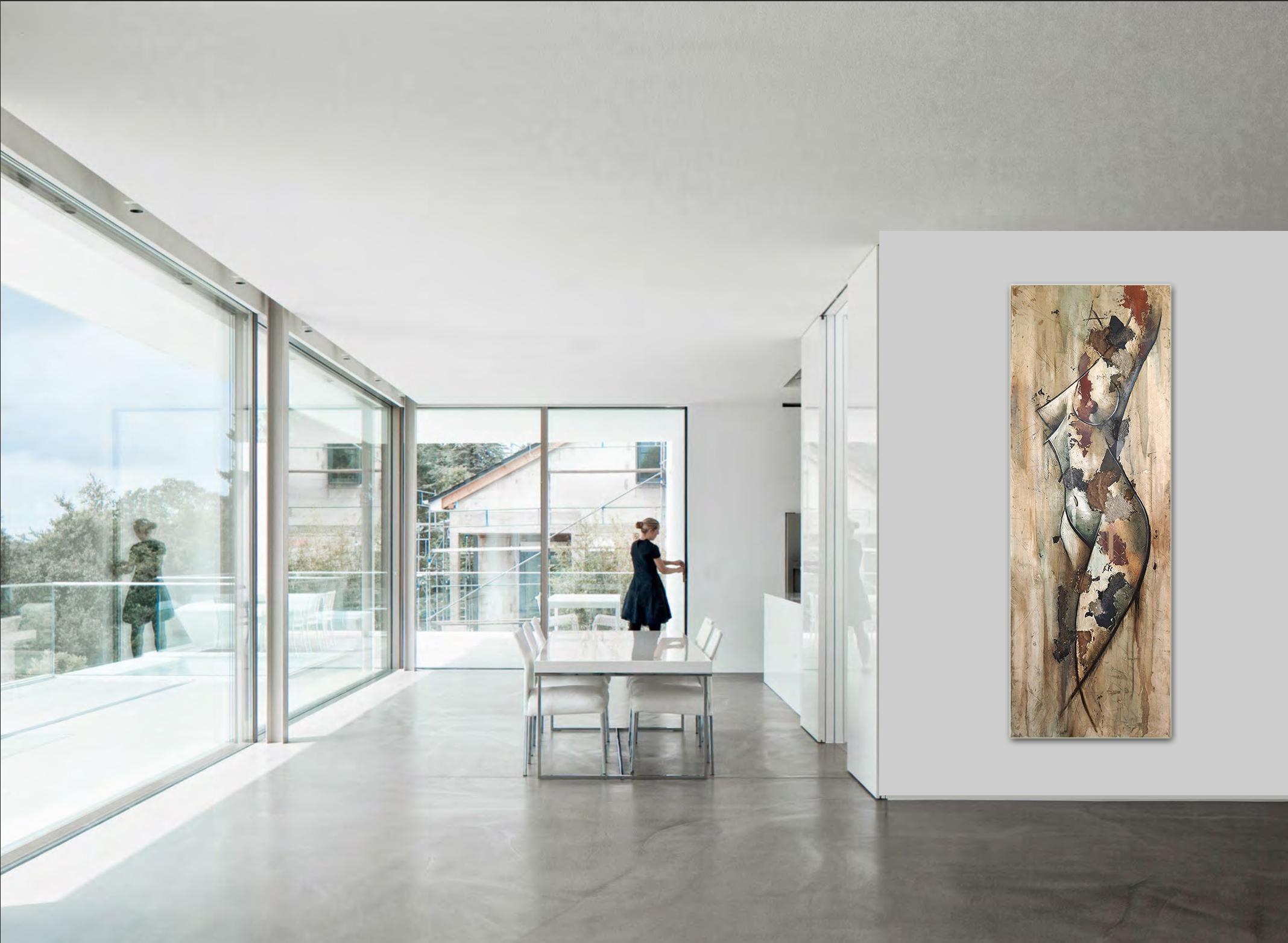 Silhoutte by Francisco Jimenez - Mid-Century Modern Nude Figurative Painting For Sale 2