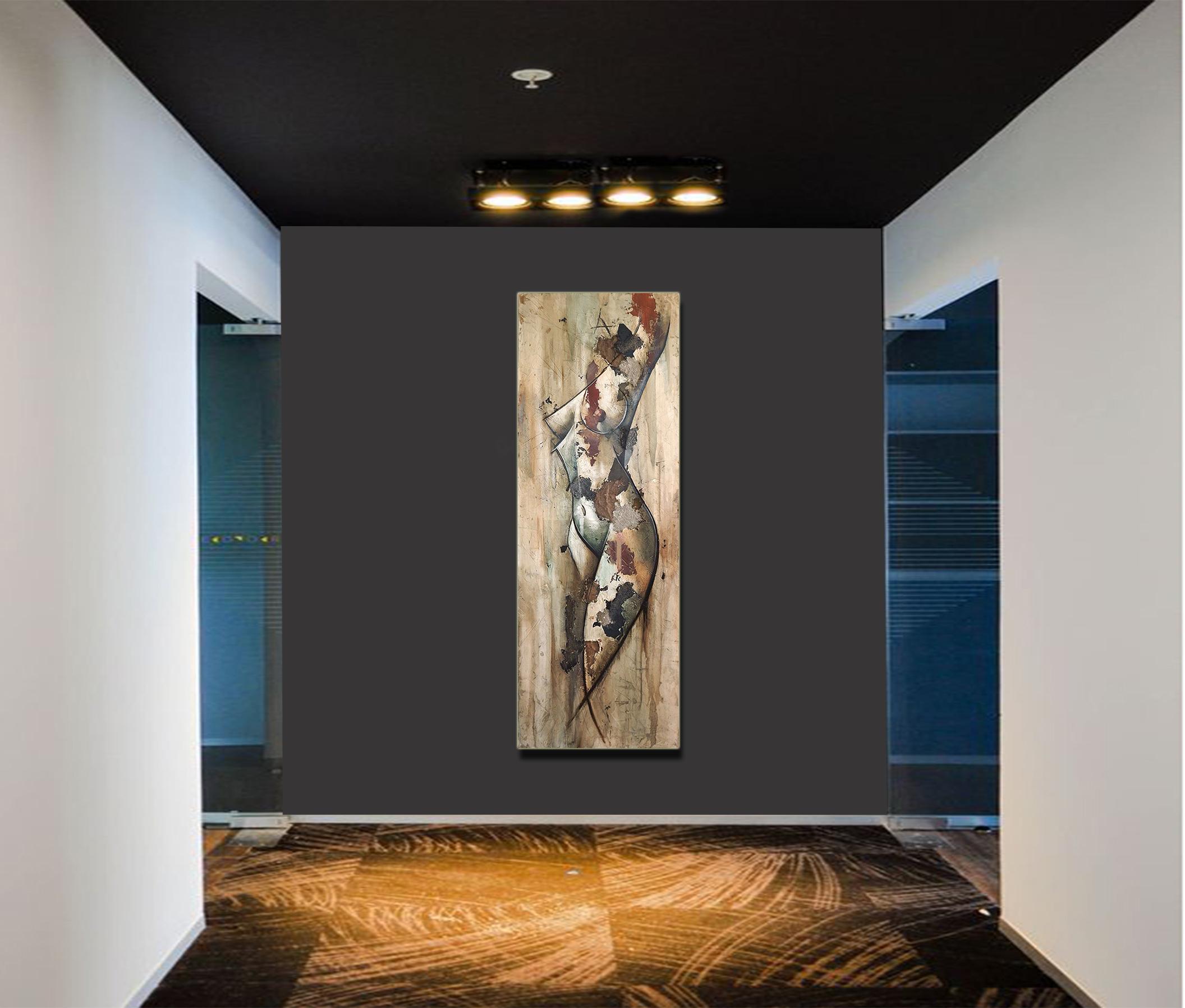 Silhoutte by Francisco Jimenez - Mid-Century Modern Nude Figurative Painting For Sale 2