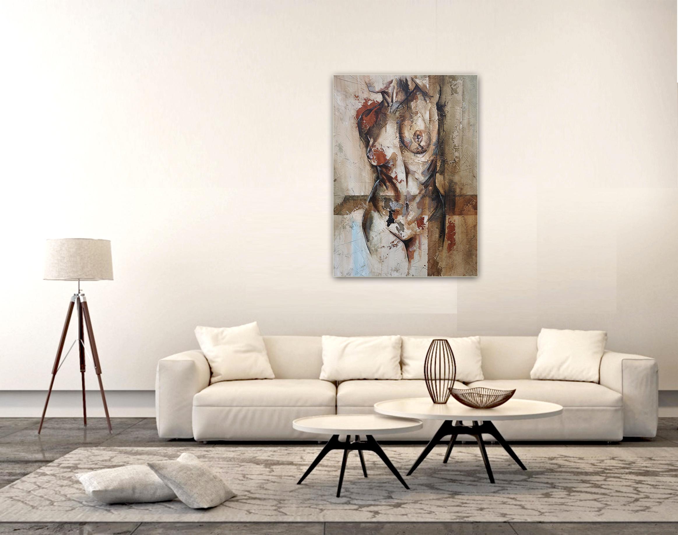 Swing - Mixed Media, Abstract Nude Figurative Painting 2
