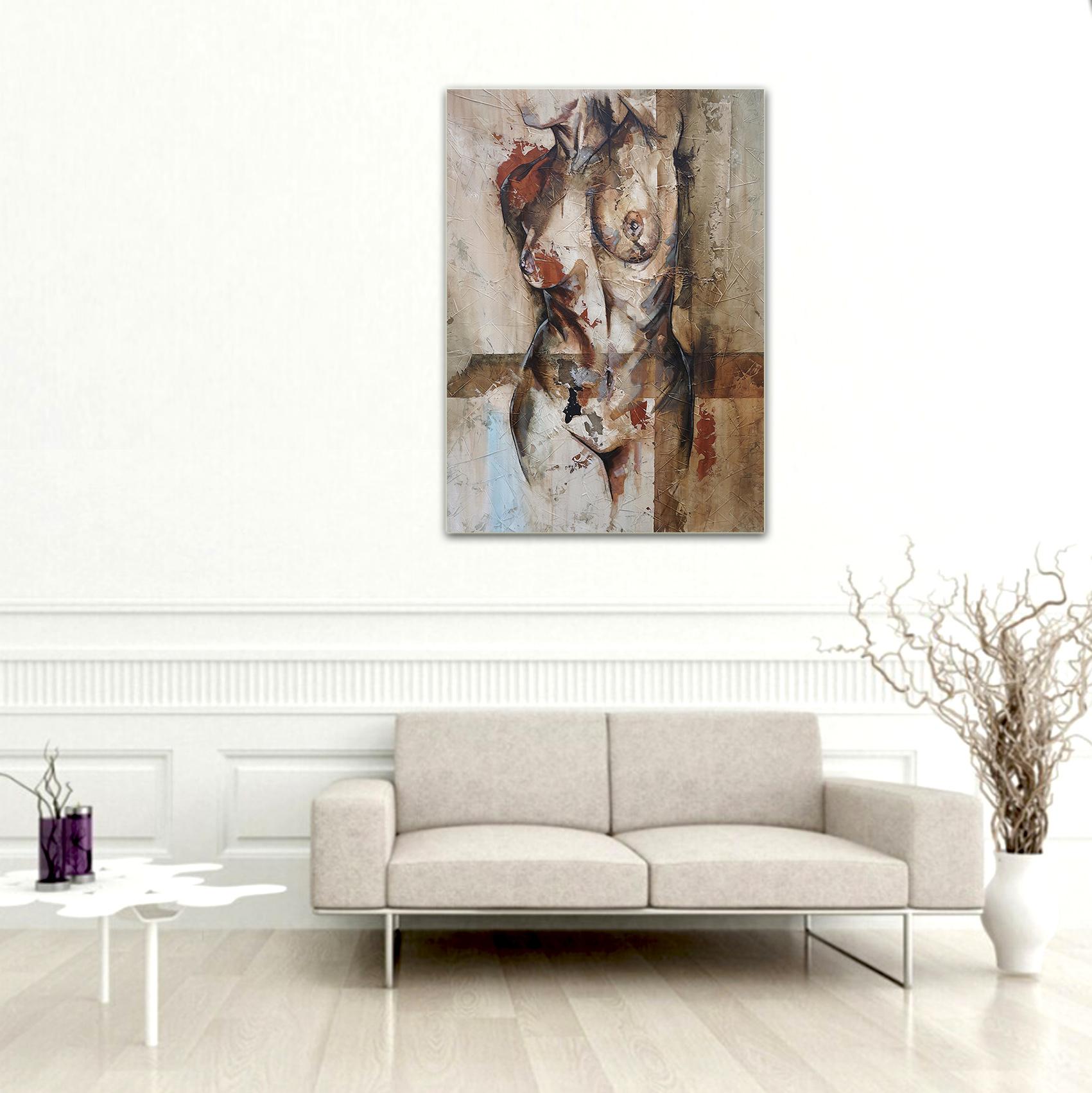 Swing - Mixed Media, Abstract Nude Figurative Painting 3
