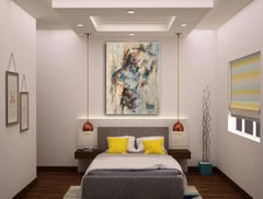 Traces von Francisco Jimenez - Zeitgenössische Aktporträtmalerei in Creme