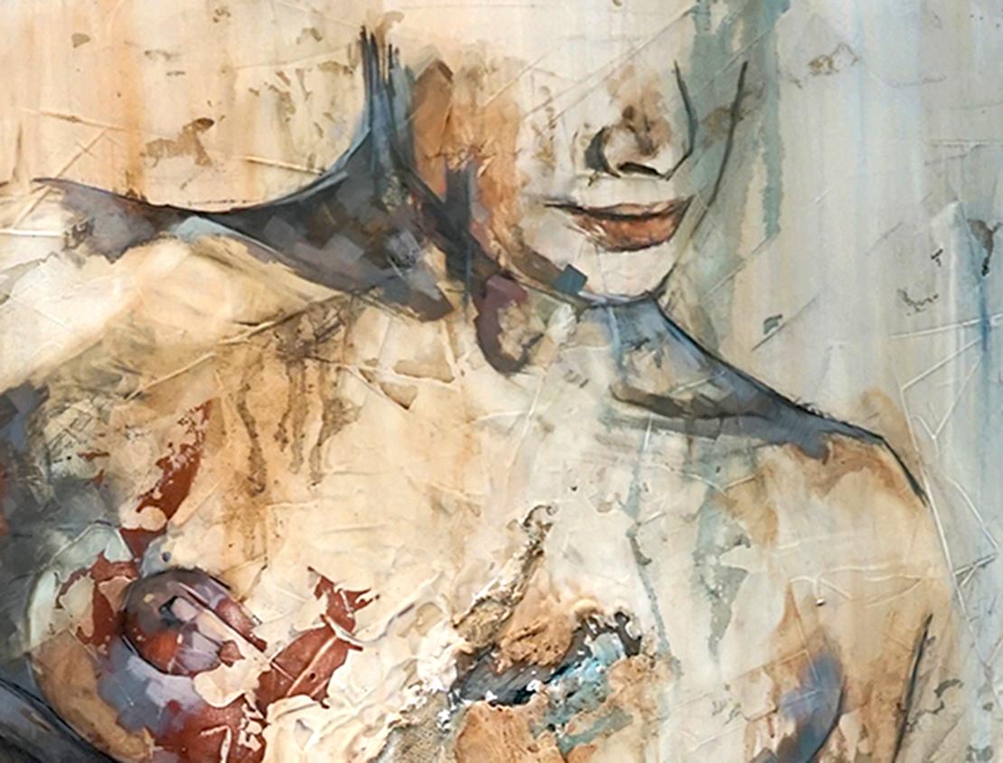 Traces von Francisco Jimenez – Modernes, abstraktes Gemälde einer figurativen Frau im Akt (Zeitgenössisch), Painting, von Francisco Jose Jimenez