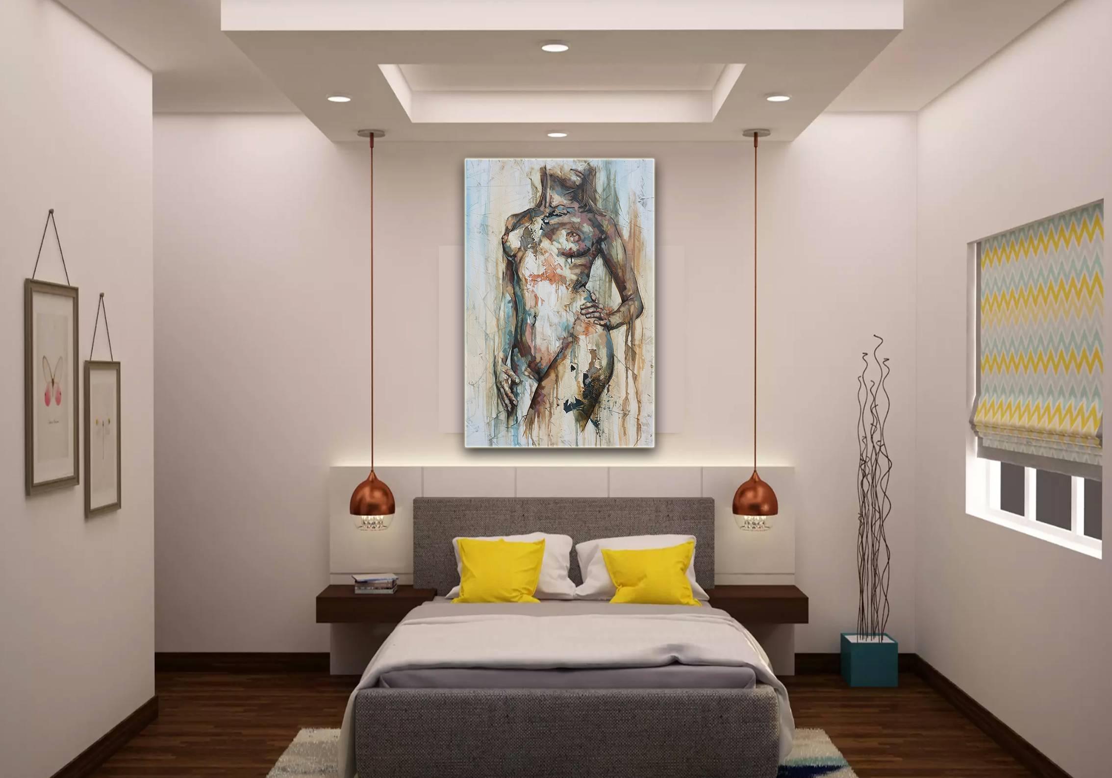 Virtud par Francisco Jimenez - Peinture figurative abstraite nue - Painting de Francisco Jose Jimenez