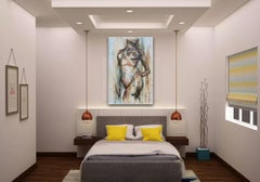 Virtud by Francisco Jimenez - Mixed Media, Abstraktes figuratives Aktgemälde