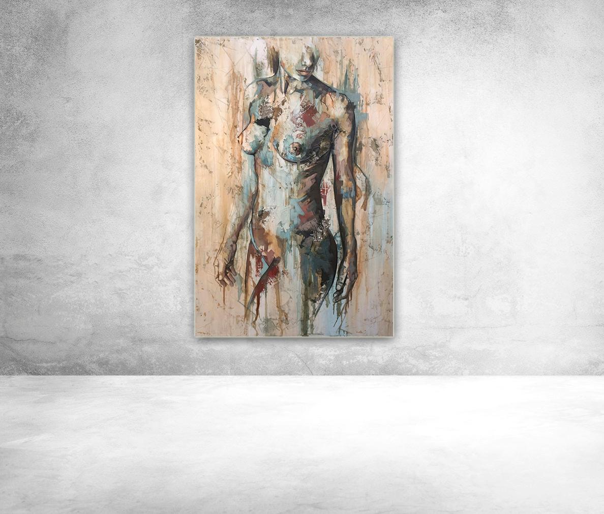 Whisper by Francisco Jimenez Mixed Media, Abstract Nude Figurative Painting 1