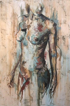 Whisper by Francisco Jimenez Mixed Media, Abstract Nude Figurative Painting