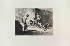La Partie de Cartes (Espagne) - Etching by Francisco Lameyer y Berenguer - 1870s