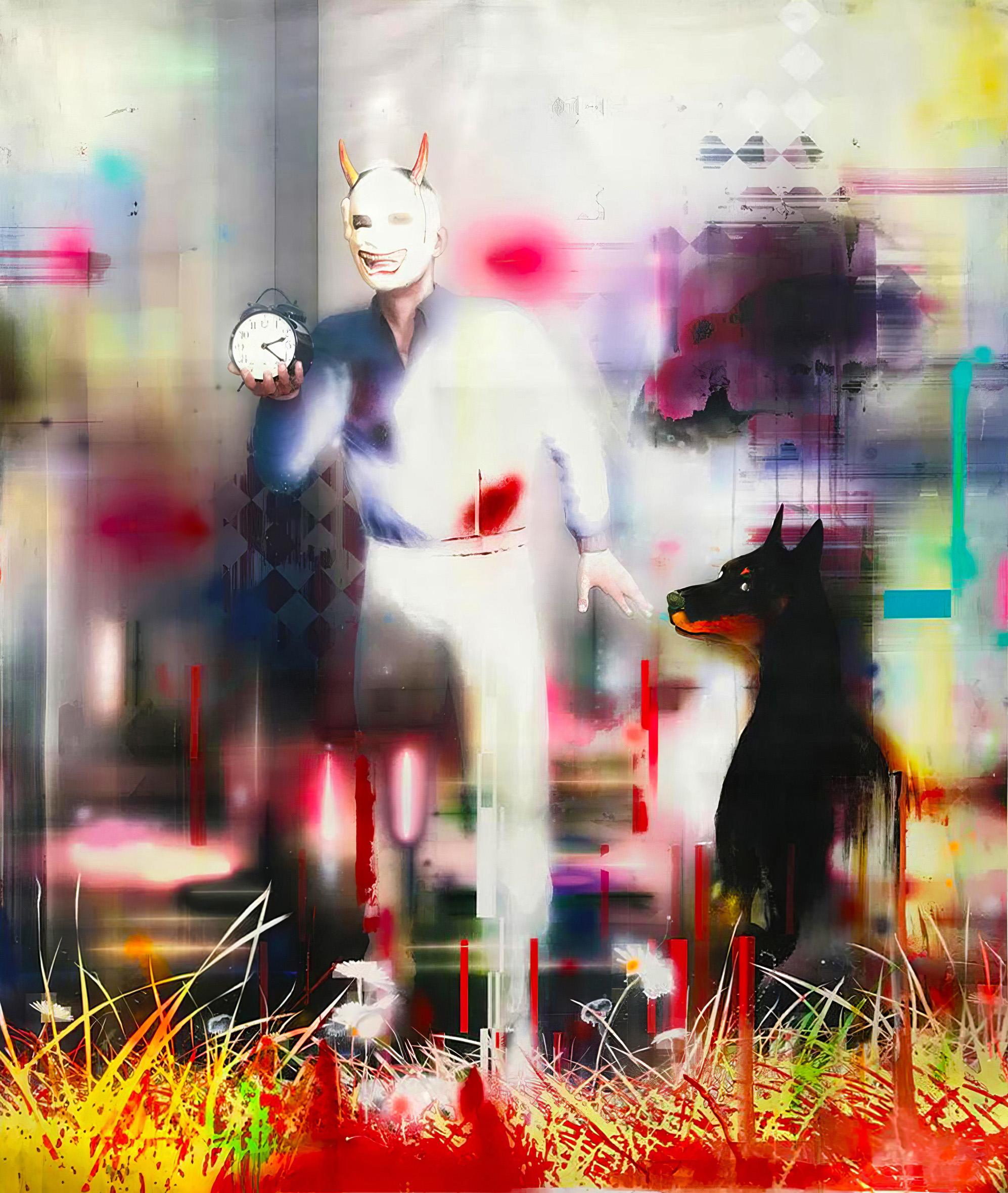 Figurative Painting di Francisco Larios - Contare i battiti. Pittura figurativa. Dalla serie Khloris