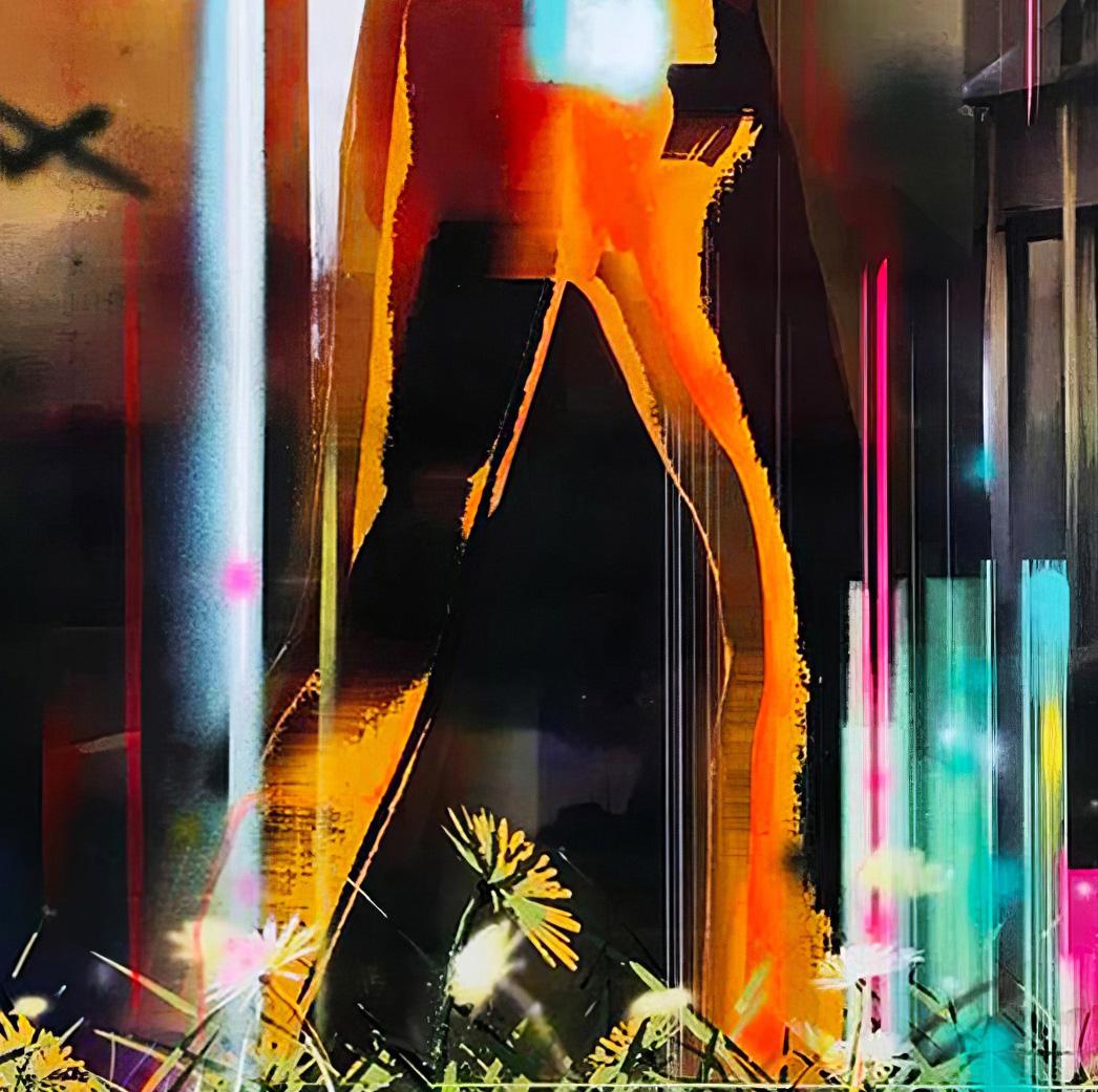 Cogliere le margherite. Figurativo  Pittura. Dalla serie Khloris - Figurative Painting Nero di Francisco Larios