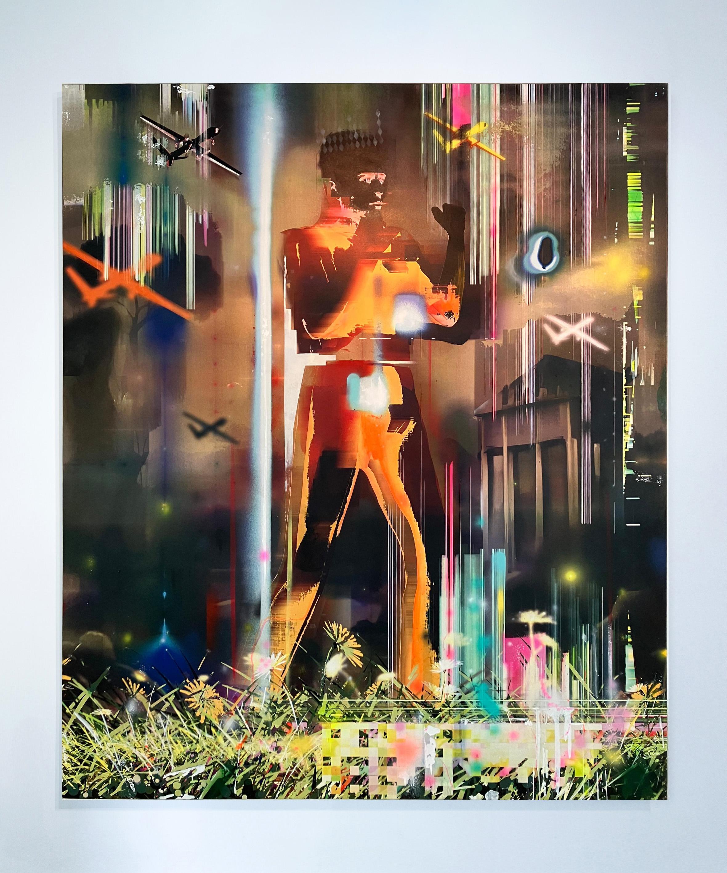 Cueillir les marguerites. Figuratif  Peinture. De la série Khloris