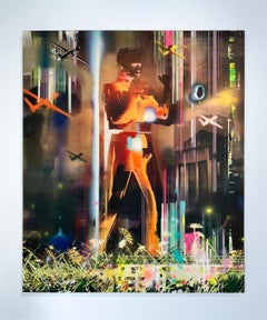 Cueillir les marguerites. Figuratif  Peinture. De la série Khloris