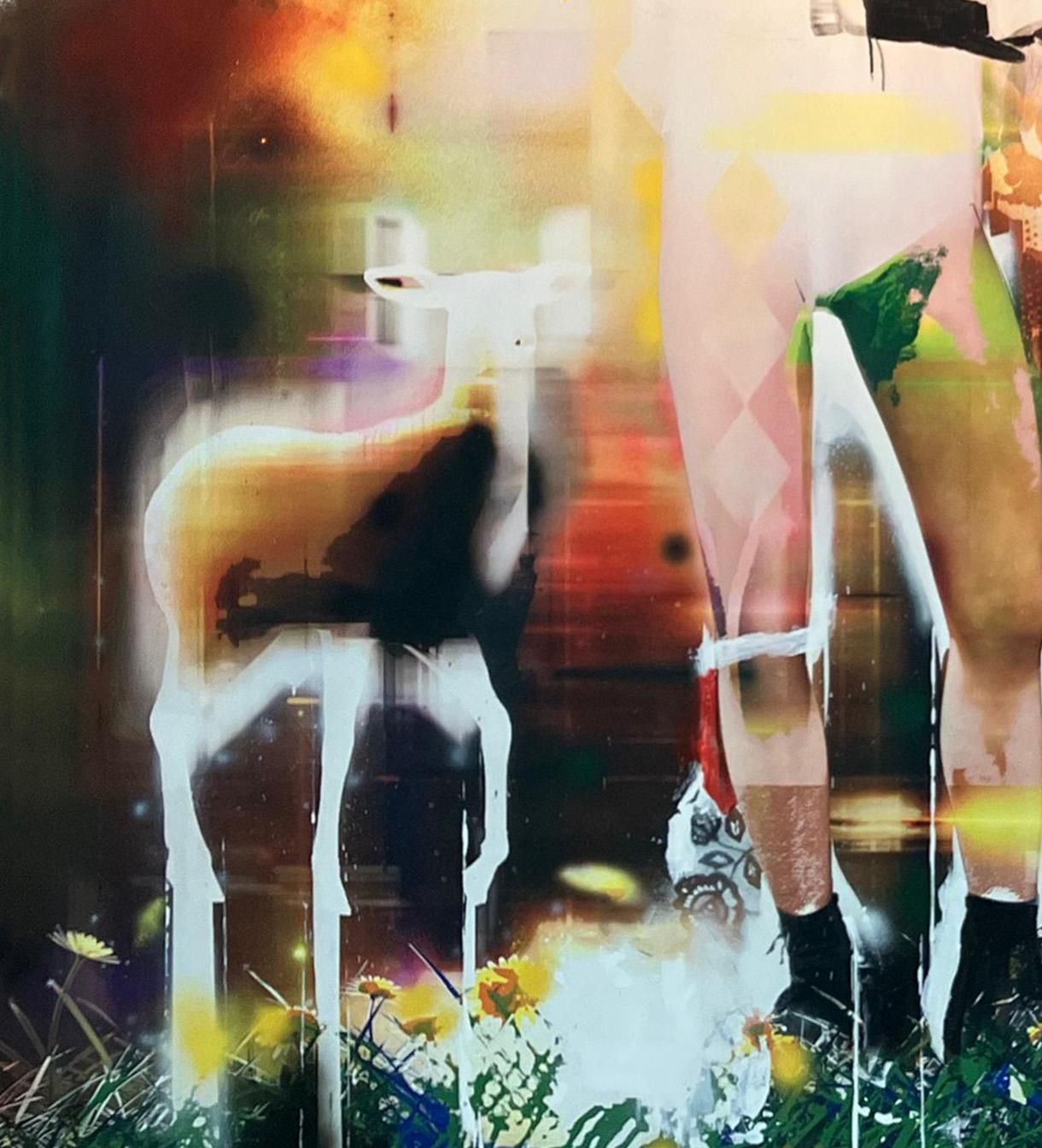 Crâne de Sisyphe. Peinture figurative. De la série Khloris. - Beige Figurative Painting par Francisco Larios