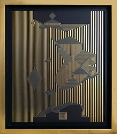 Untitled 15. Mixed Media Abstract Gold Leaf Painting 