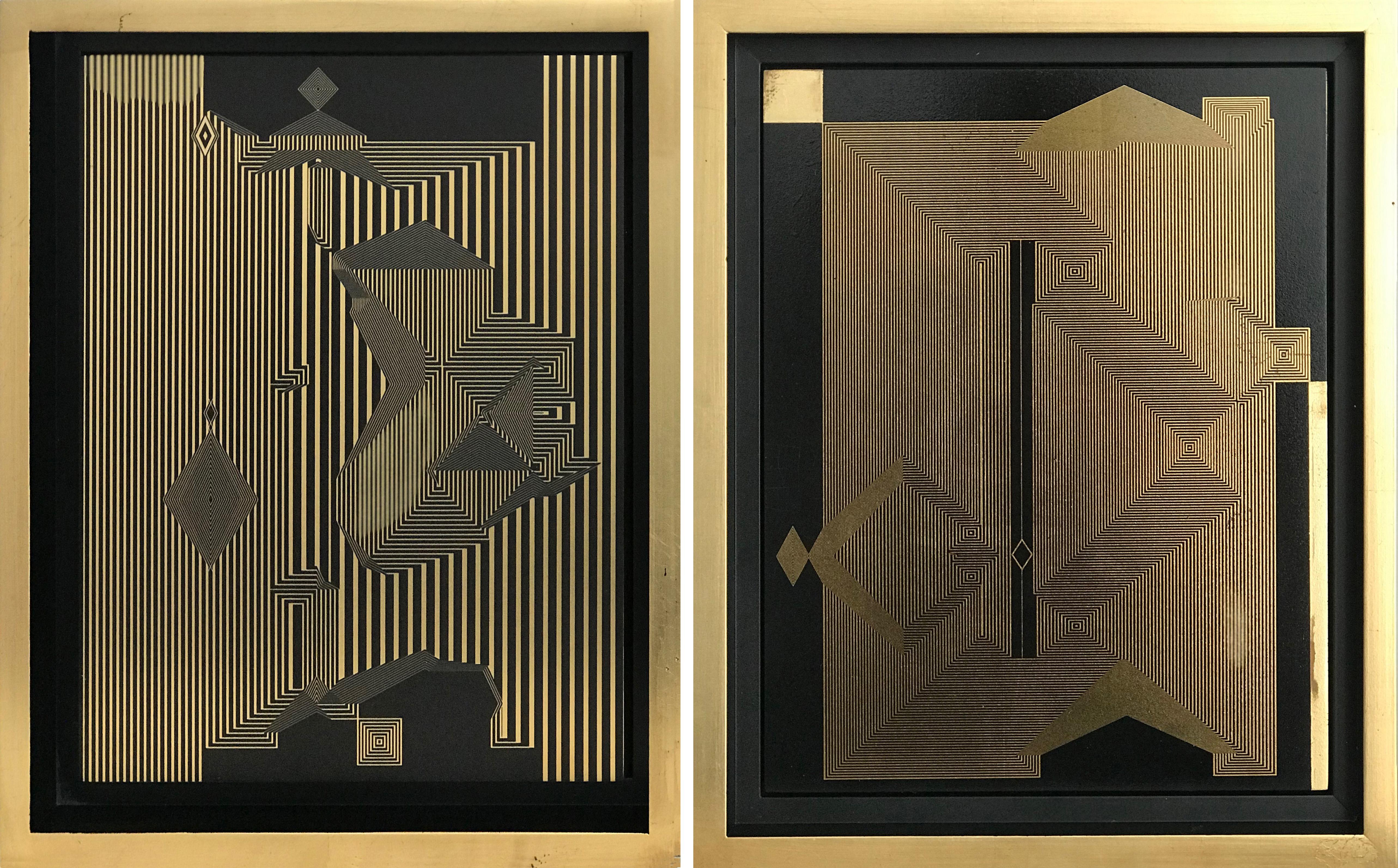 Abstract Painting de Francisco Larios - Sin título 15 y Sin título 16.  Del  Serie Mexicana Ryōan-ji.