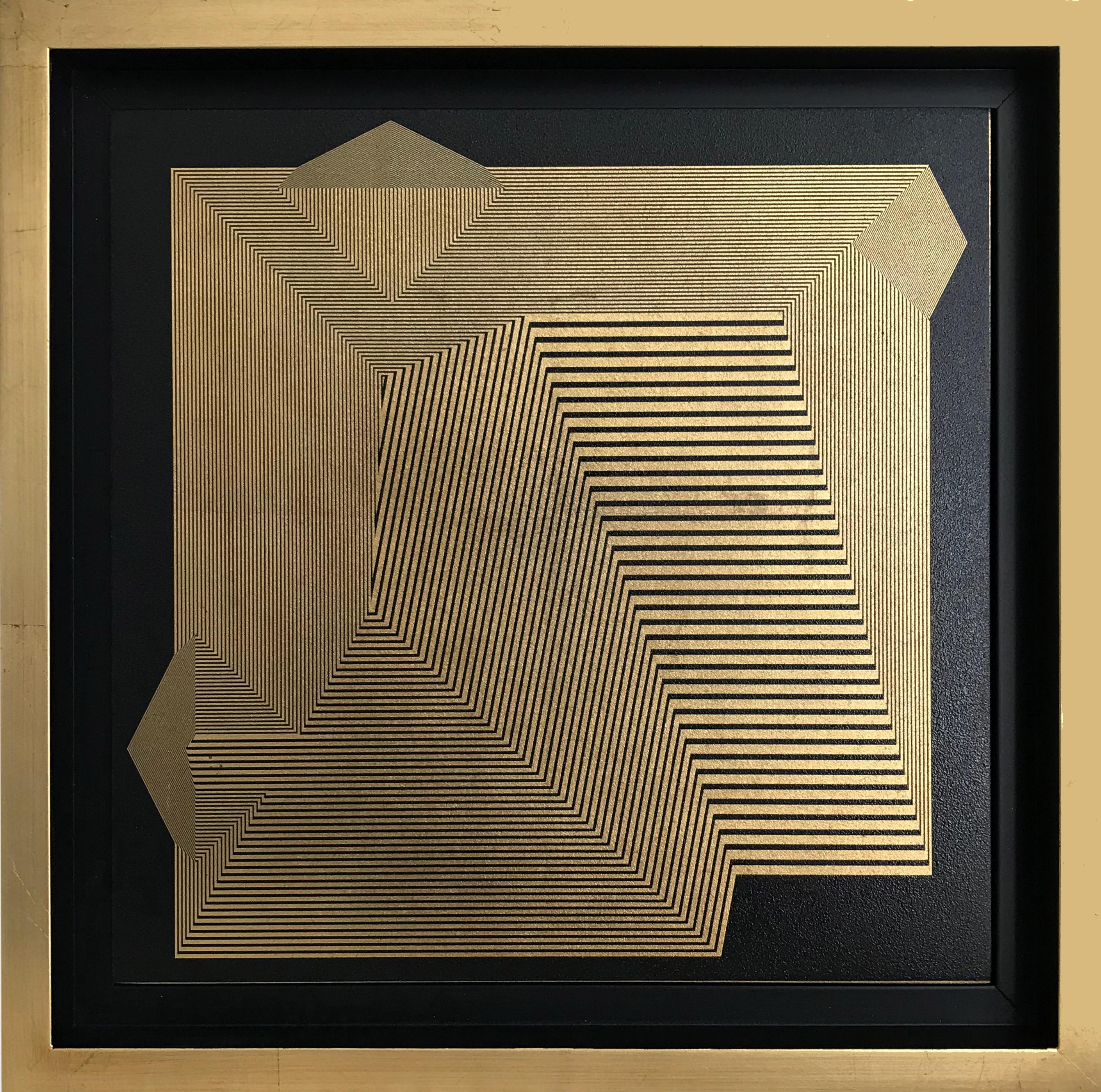Untitled 19, Mixed Media Abstract Gold Leaf Painting 