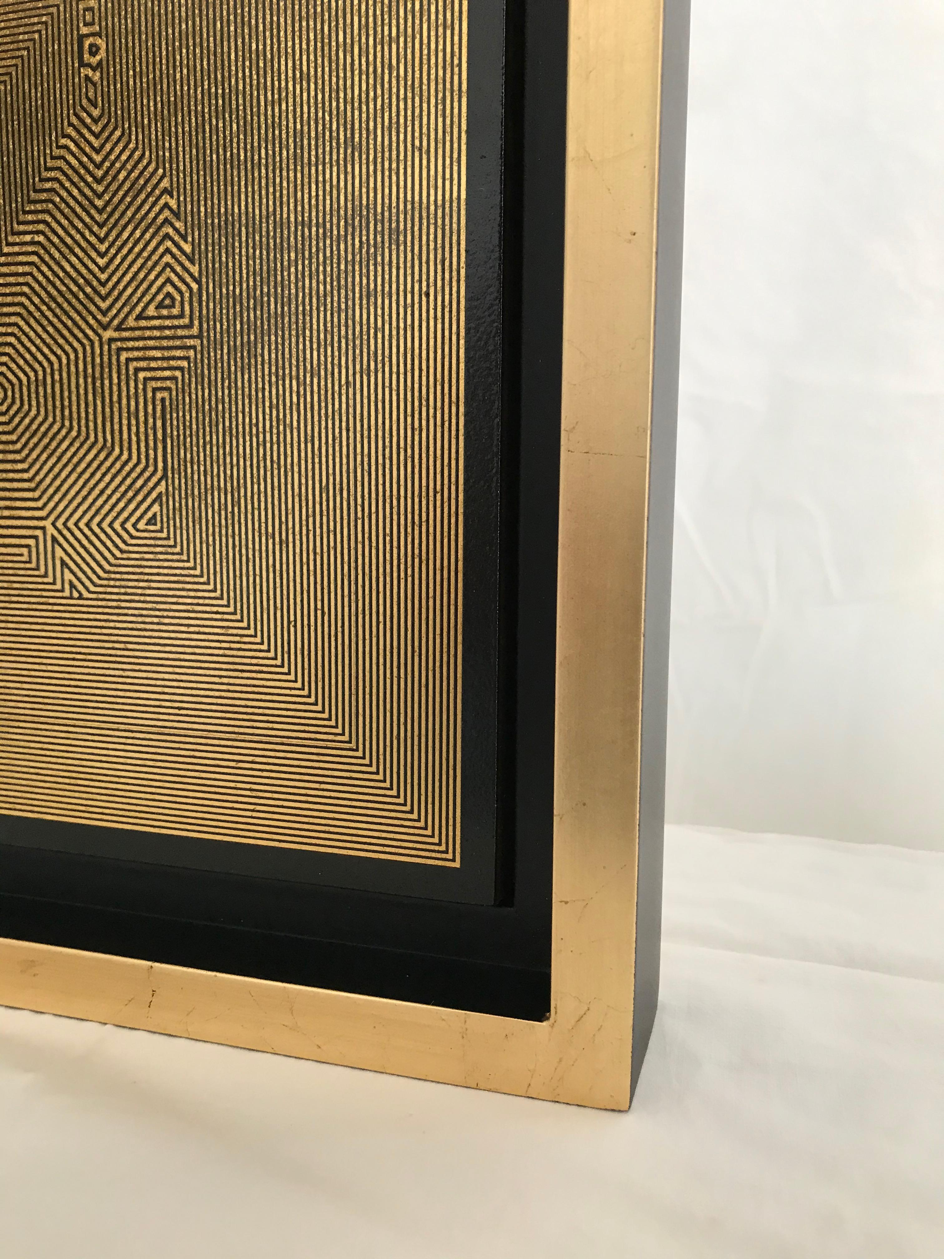 Untitled 23, 2019 by Francisco Larios
Lacquer, Acrylic, oil, and gold leaf on MDF Deep
Image Size: 9.5 in. H x 9.5 in. W
Frame Size: 11.6 in. H x 11.6 in. W x 1.5 in. D
One of a kind.
 
  From the  Mexican Ryōan-ji Series.
Ryōan-ji is the Japanese