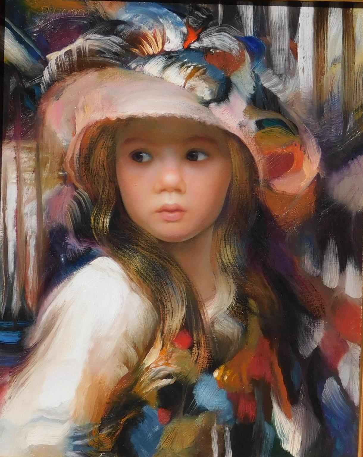 Franceso Masseria Ritratto di ragazza, olio su tela - Painting di Francisco Masseria
