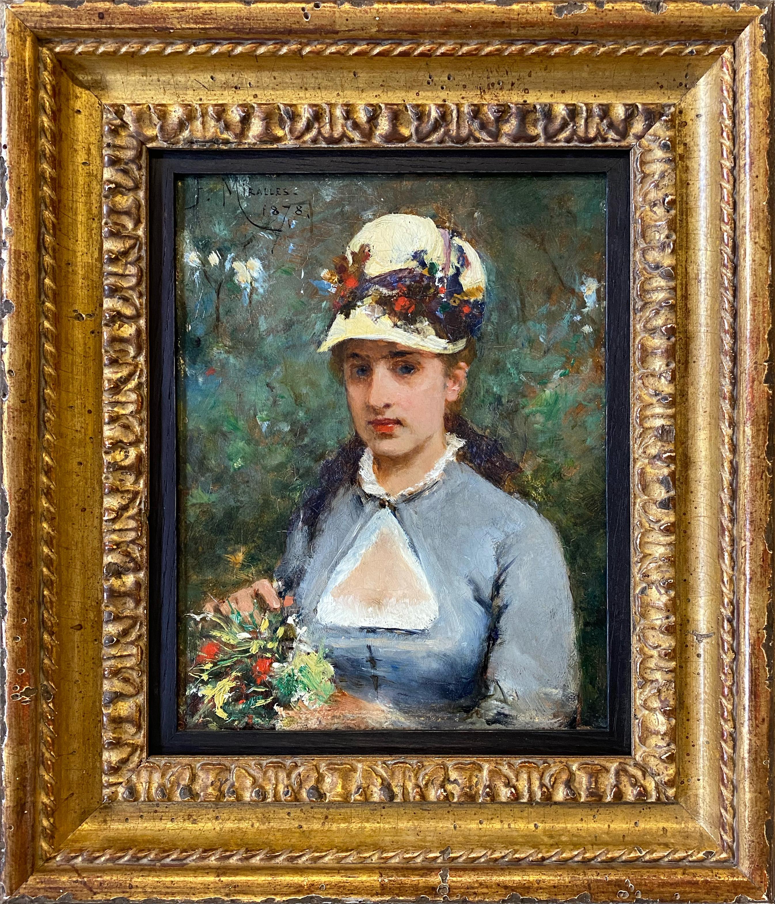 Portrait Painting Francisco Miralles y Galup - Le petit bouquet