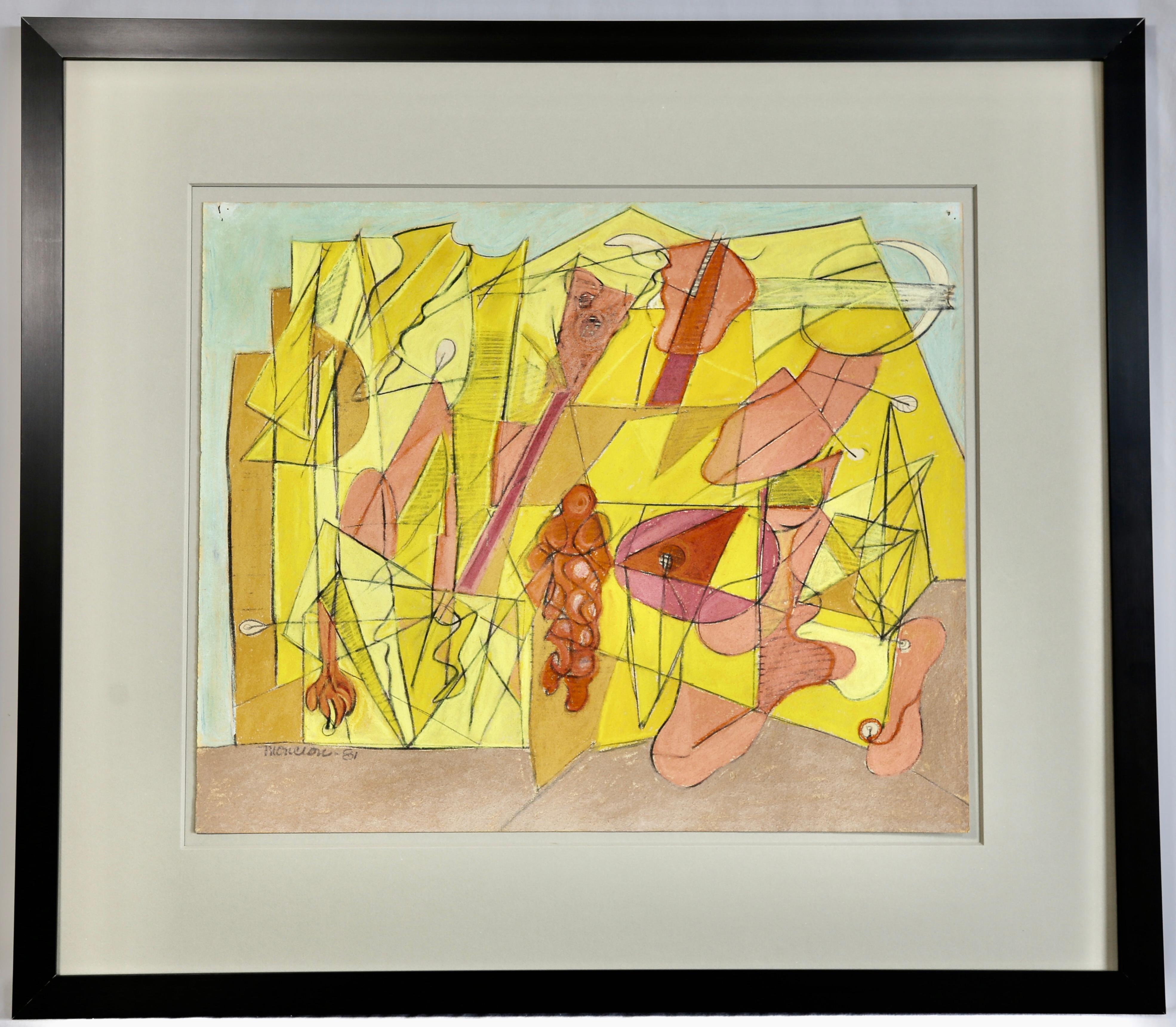 Bourrée Fantasque #2 Pastel sur papier Milieu du 20e siècle Modernity tel que vu sur 'Étoile'