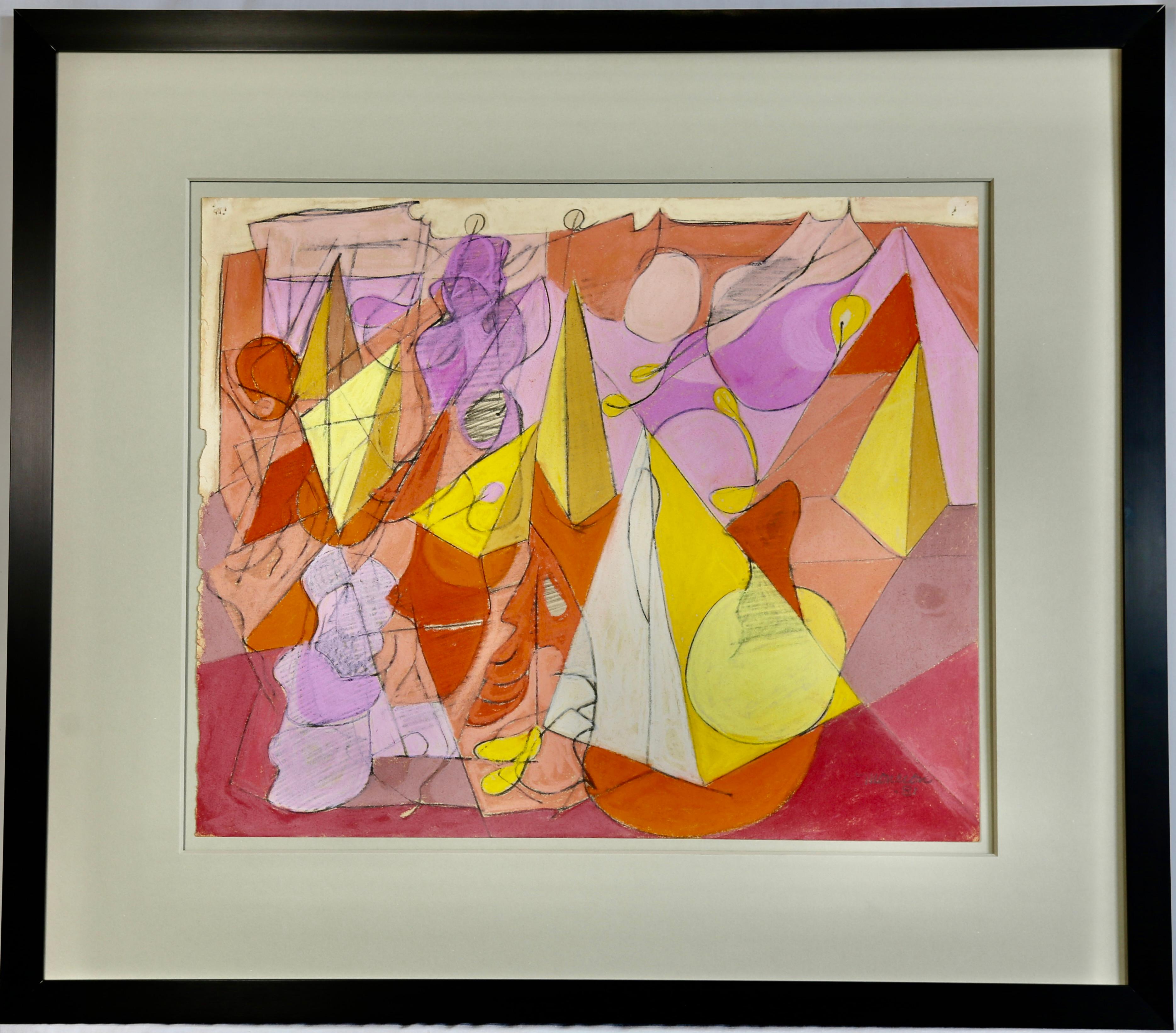 Bourrée Fantasque #4 Pastel sur papier Milieu du 20e siècle Modernity tel que vu sur 'Étoile'