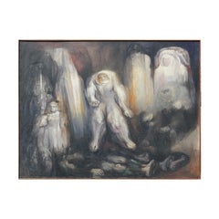"Espectros Ibéricos" Black, Gray, and Cream Abstract Figurative Painting
