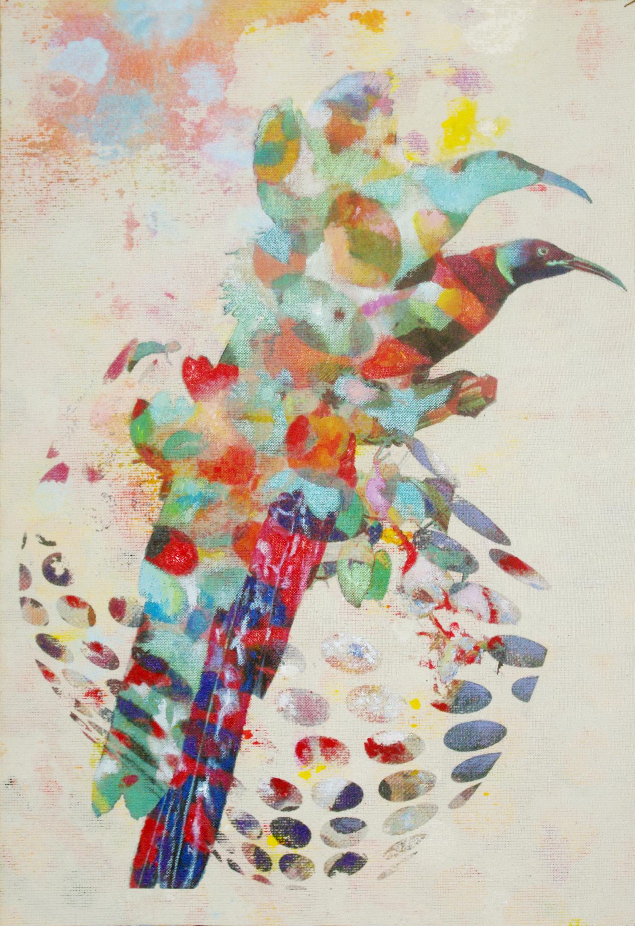 Francisco Nicolás Abstract Painting - Birds 007- Contemporary, Abstract, Expressionist, Modern, Street art, Surrealist