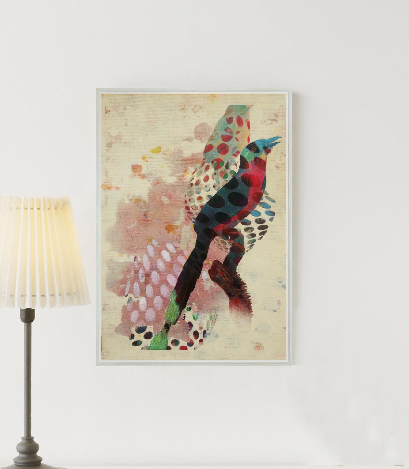 Oiseaux contemporains 018- Contemporain, abstrait, expressionniste, moderne, art de la rue, surréaliste - Painting de Francisco Nicolás
