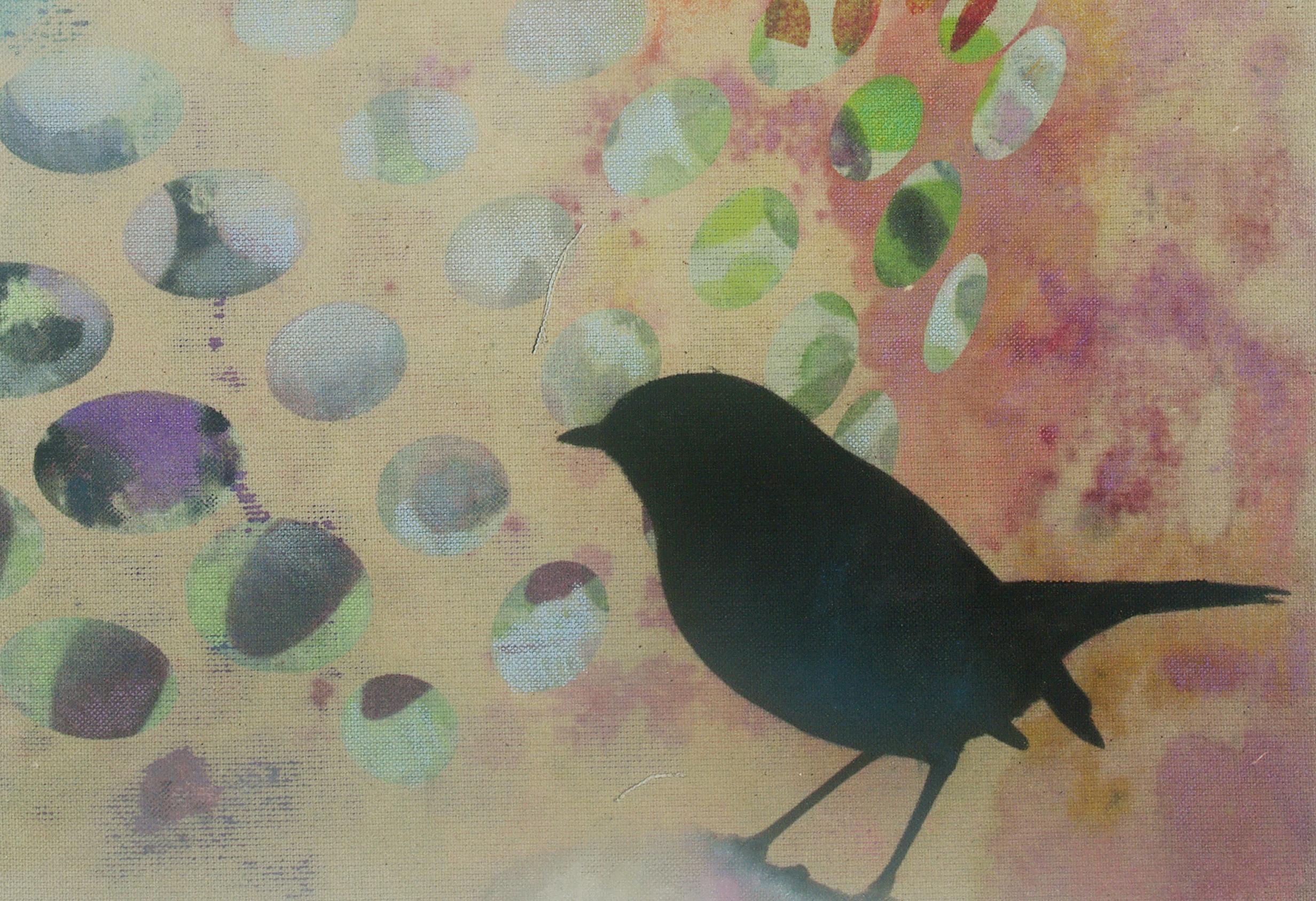 Vögel 018 – Zeitgenössisch, abstrakt, expressionistisch, modern, Straßenkunst, Surrealistisch im Angebot 1