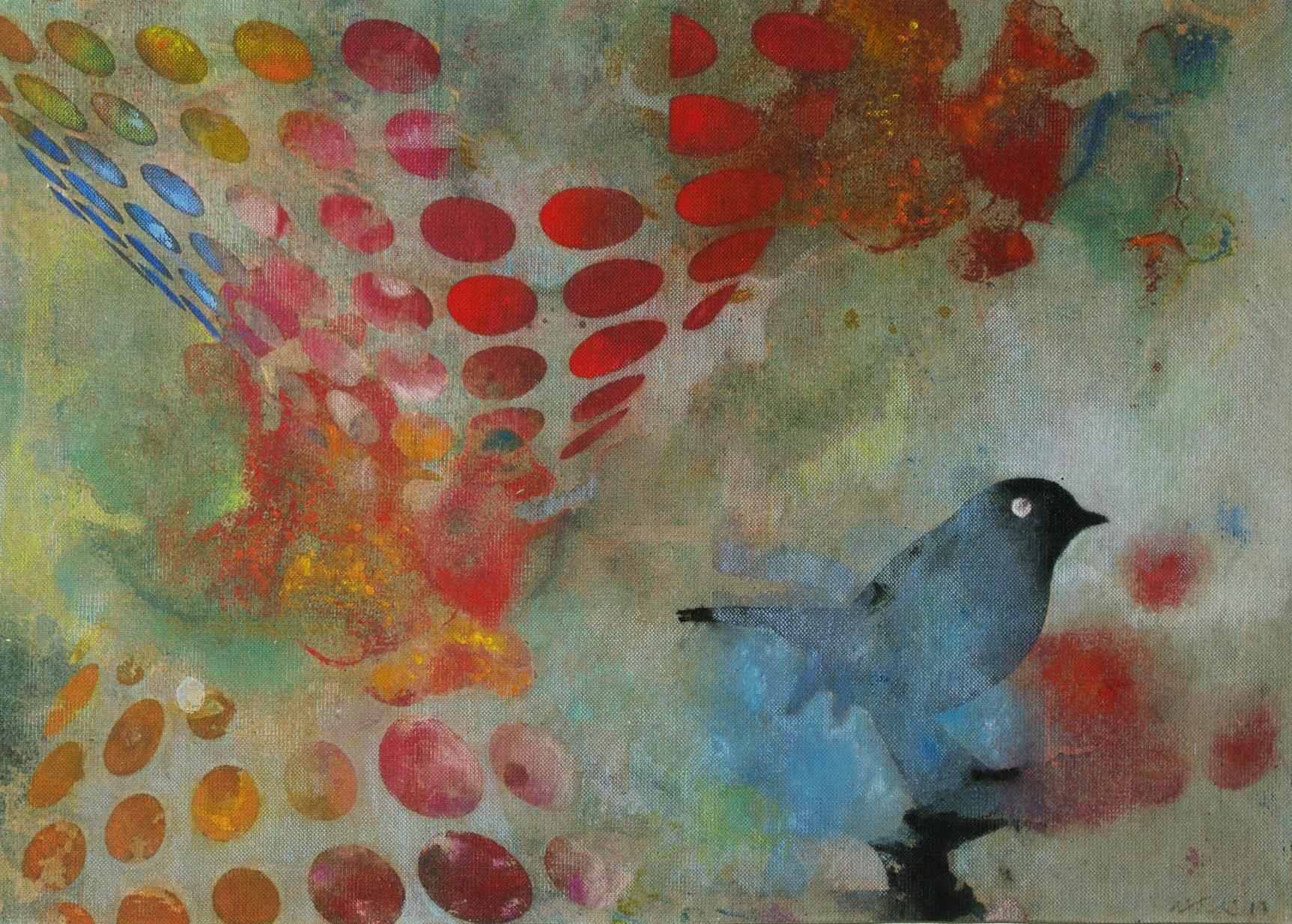 Francisco Nicolás Abstract Painting - Birds 024- Contemporary, Abstract, Expressionist, Modern, Street art, Surrealist