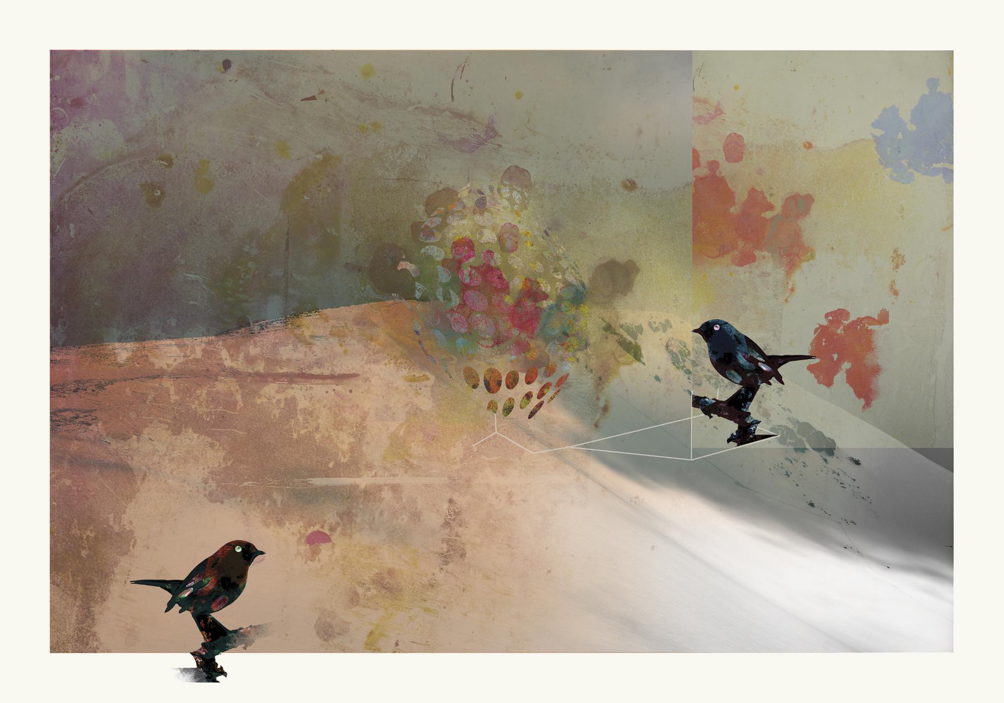 Birds 3 -Contemporary , Abstract, Gestual, Street art, Pop, Modern, Geometric